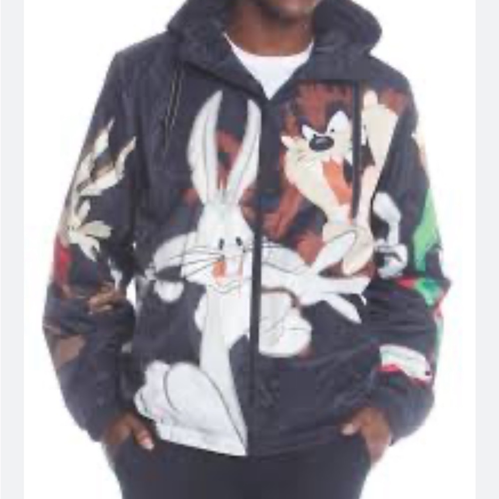VTG Looney Tunes Bugs Taz Members Only Placement Hooded Jacket Size M Men - Picture 2 of 9